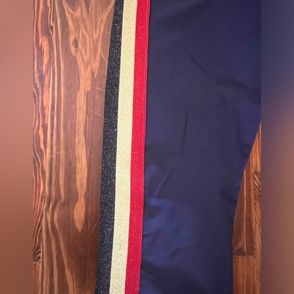 SPIRITUAL GANGSTER Shimmer Stripe 7/8 High-Waist Leggings Navy - Picture 3 of 4